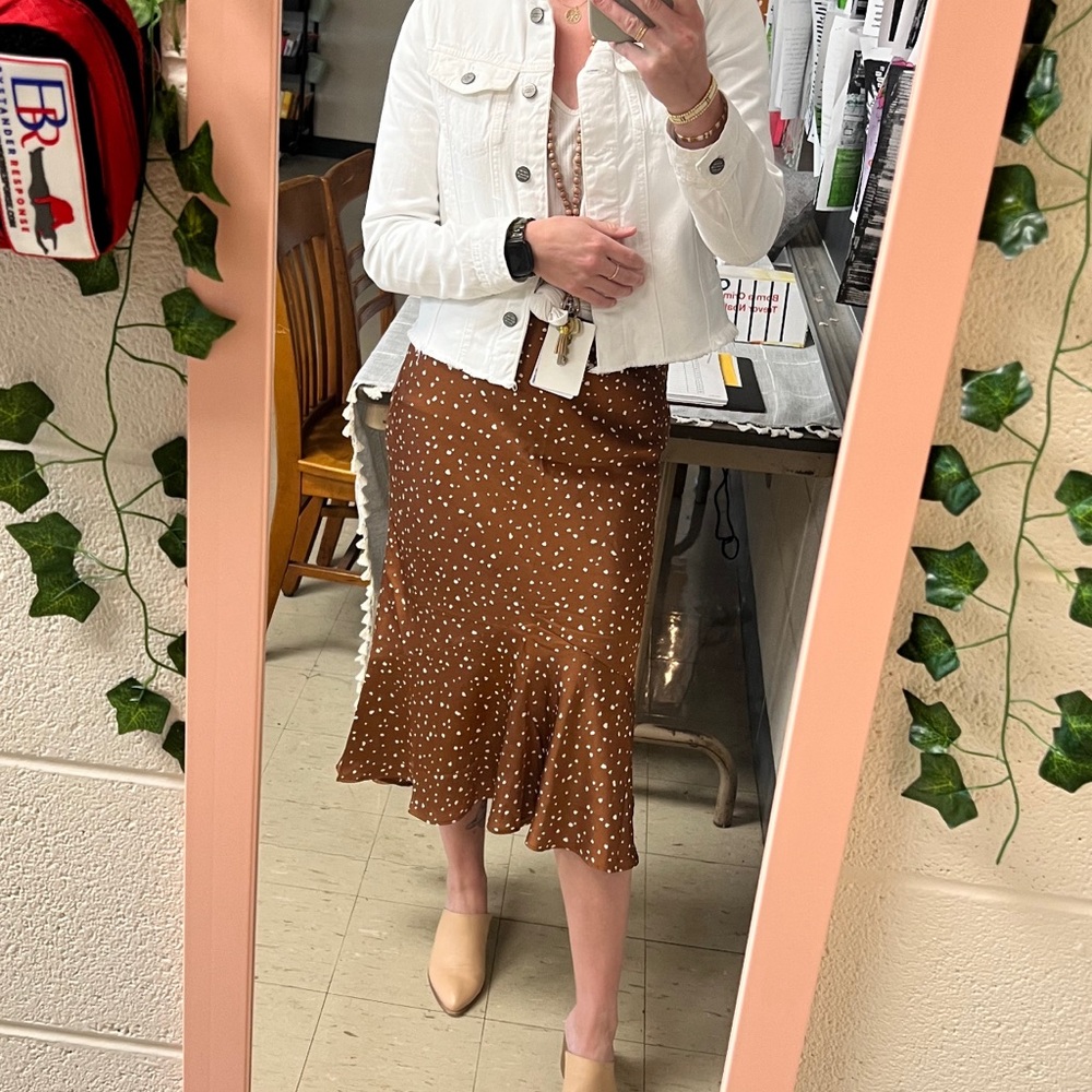 Abercrombie & Fitch Rust Midi Satin Skirt